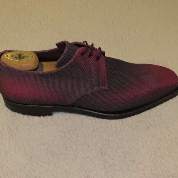 Corthay Serigo Woven Burgundy Black Canvas Three Eyelet Derby 7D NWOB $2192 main image 9